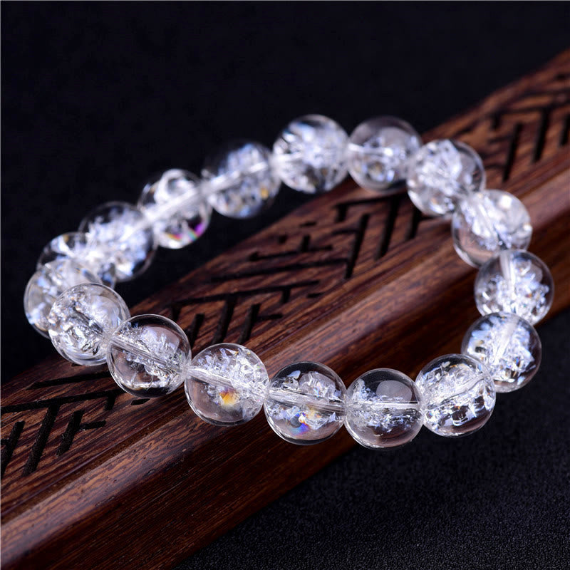 Braccialetto di guarigione con protezione in cristallo bianco naturale Buddha Stones
