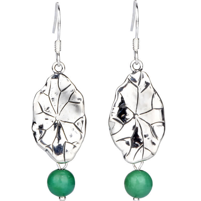 Orecchini pendenti con protezione a forma di foglia di loto turchese in argento sterling 925 Buddha Stones