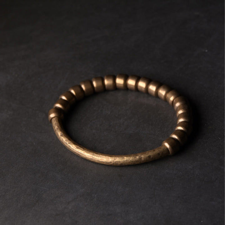 Braccialetto di perline di ottone e rame con design semplice Buddha Stones, fortuna e ricchezza