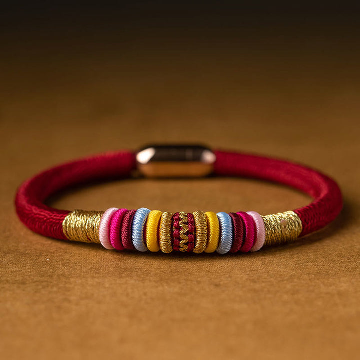Braccialetto intrecciato con fibbia magnetica e protezione del nodo King Kong fatto a mano tibetano Buddha Stones