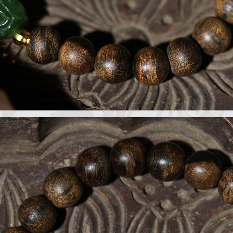 Bracciale Buddha Stones 999 Oro Brunei Agarwood Giada Ciano Fiore di Loto Pace Forza