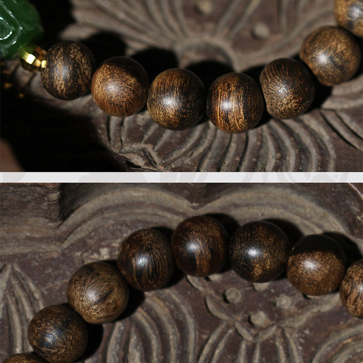 Bracciale Buddha Stones 999 Oro Brunei Agarwood Giada Ciano Fiore di Loto Pace Forza