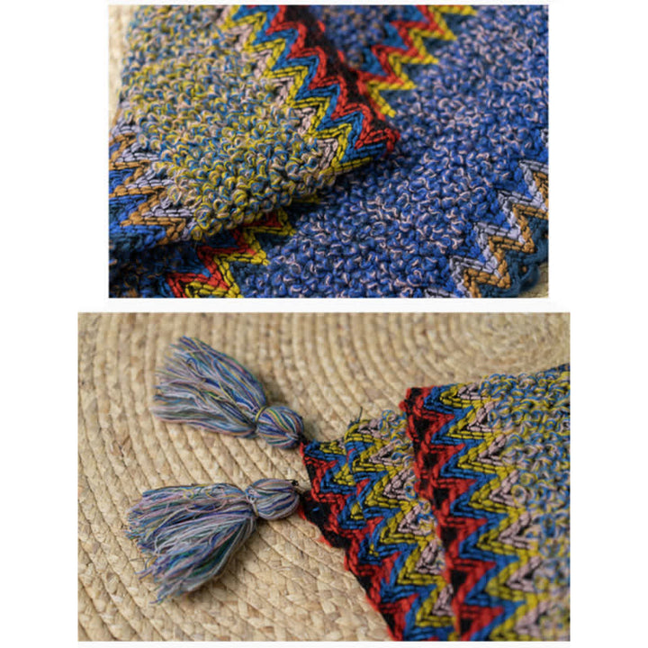 Scialle tibetano Buddha Stones, morbido e caldo, mantello lavorato a maglia, sciarpa tibetana invernale con nappe - image 19