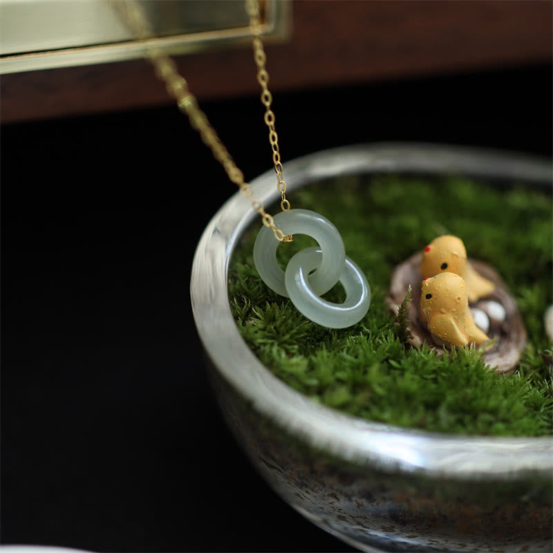 Collana con ciondolo in giada Hetain con fibbia doppia in argento sterling 925 e ciondolo con ciondolo a forma Buddha Stones