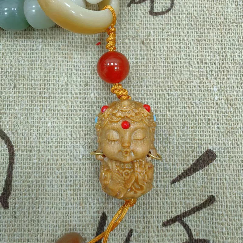 Buddha Stones 108 Mala Beads Gradient Bodhi Seed Green Tara Buddha Braccialetto inciso Peace Harmony
