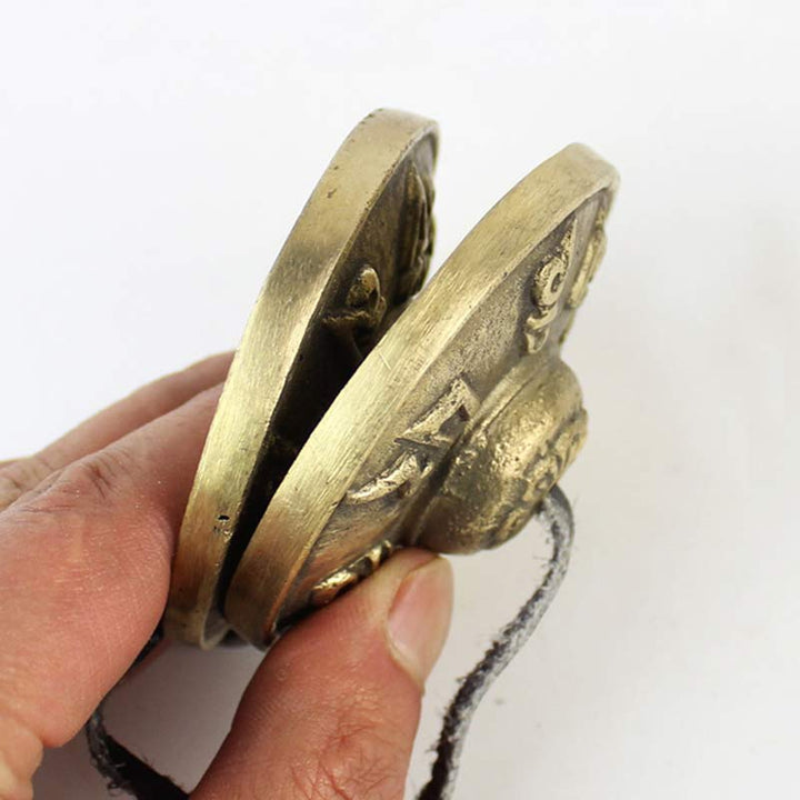 Buddha Stones Campana tibetana Tingsha Sei parole vere Drago Rame Bilancia Decorazione con borsa