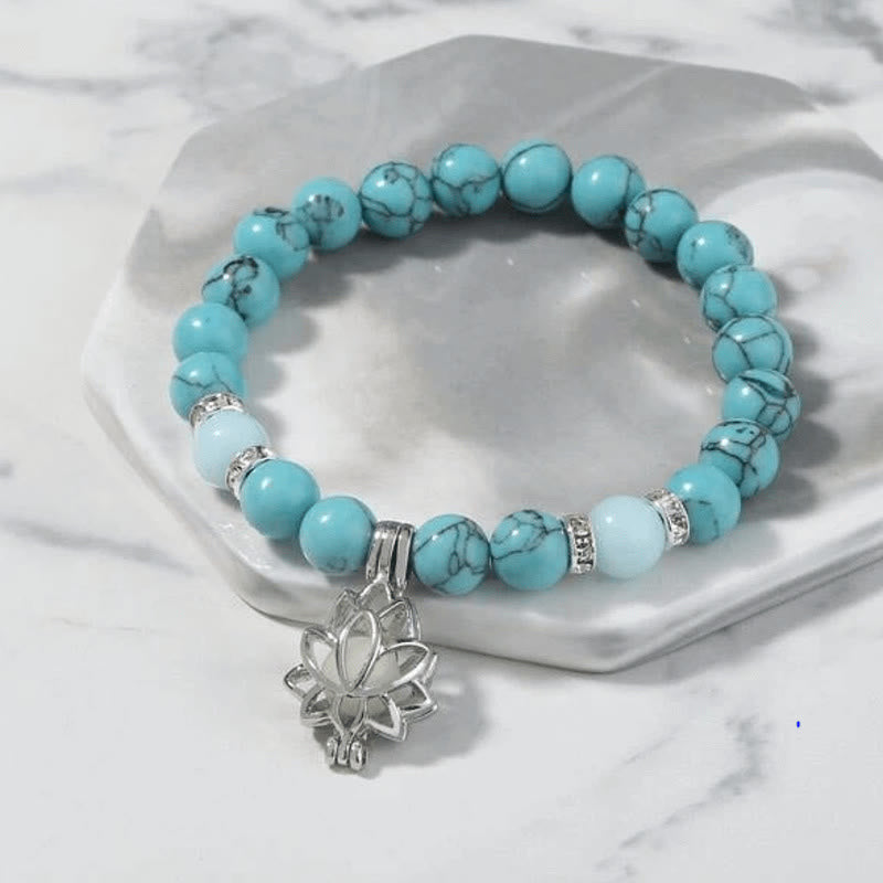 Braccialetto di protezione con perline luminose in pietra luminosa turchese tibetano Buddha Stones