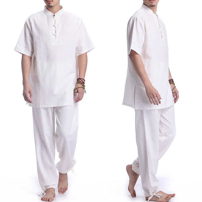Buddha Stones Spirituale Zen Meditazione Preghiera Pratica Cotone Lino Abbigliamento Uomo Set - image 12