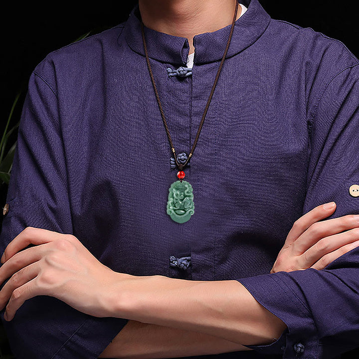 Collana con ciondolo Buddha Stones Natural Jade 12 Zodiaco Cinese Prosperità - image 13