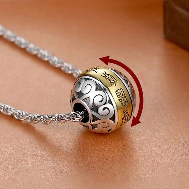 Collana con ciondolo girevole con amuleto inciso con mantra taoista a nove caratteri Buddha Stones Balance
