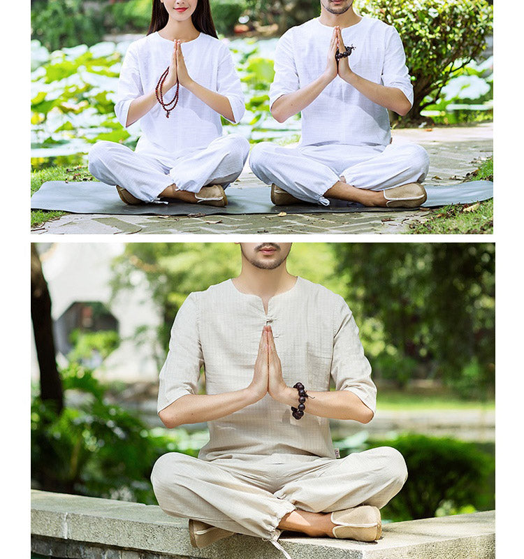 Buddha Stones Meditazione Preghiera Spirituale Zen Pratica Uniforme Abbigliamento Uomo Set