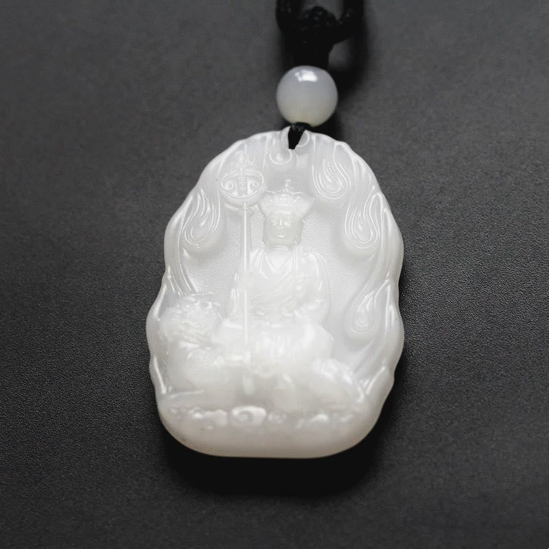 Buddha Stones Collana con ciondolo amuleto della serenità di cristallo Buddha Ksitigarbha Liuli