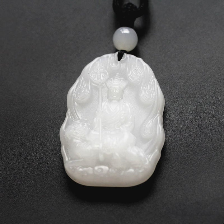Buddha Stones Collana con ciondolo amuleto della serenità di cristallo Buddha Ksitigarbha Liuli