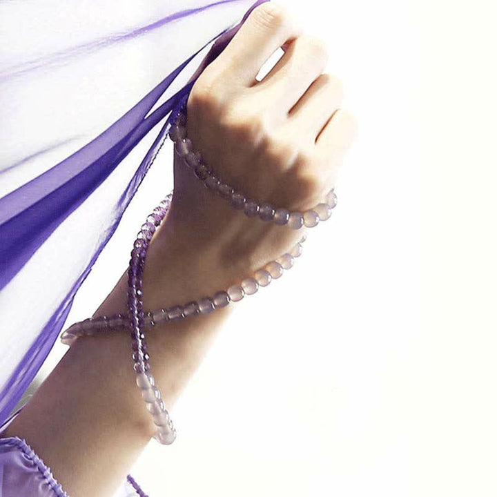 Braccialetto di guarigione con cristallo di ametista naturale e meditazione