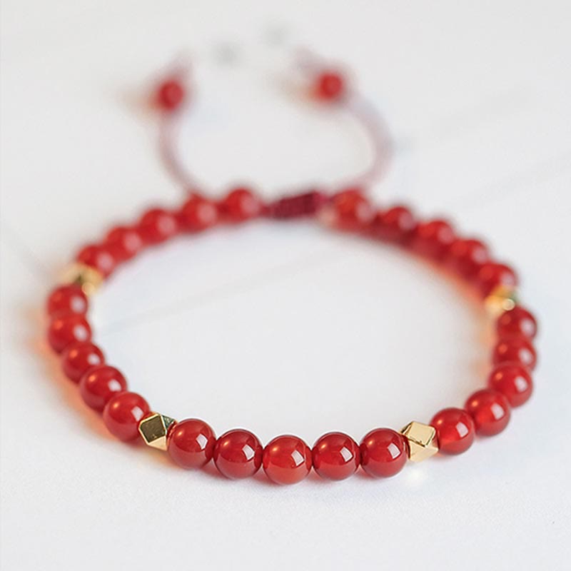 Braccialetto con corda di sicurezza a forma di stella con quadrifoglio a quattro foglie e nodo infinito in agata rossa naturale
