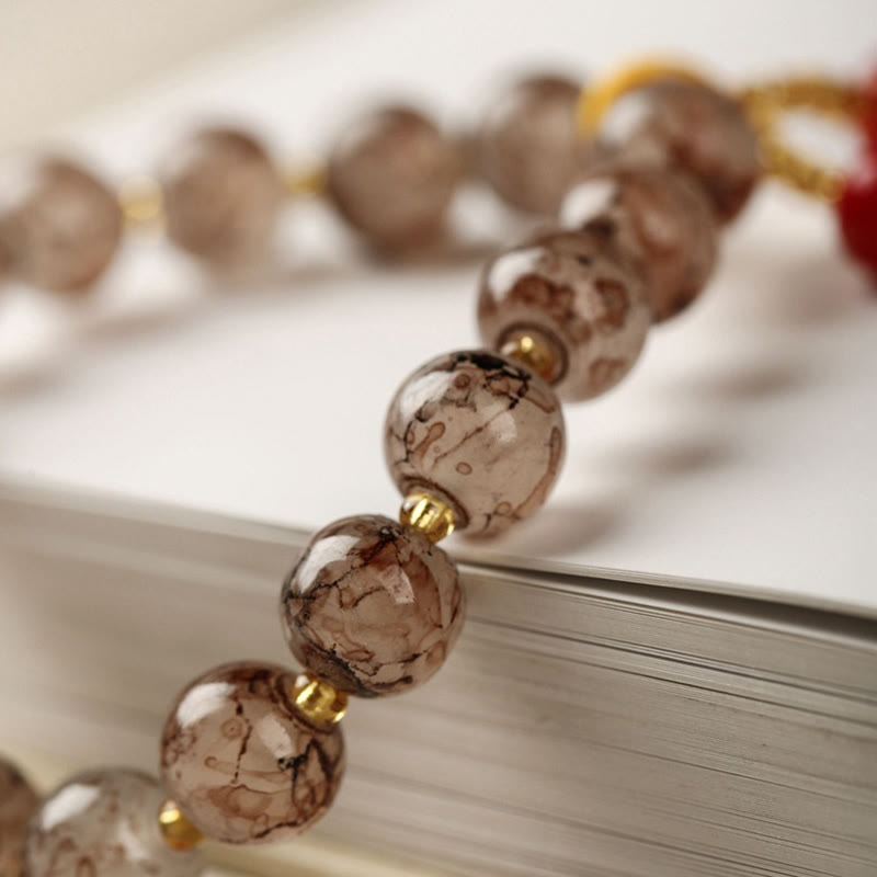 Braccialetto di armonia con perline di vetro Liuli Buddha Stones Blessing