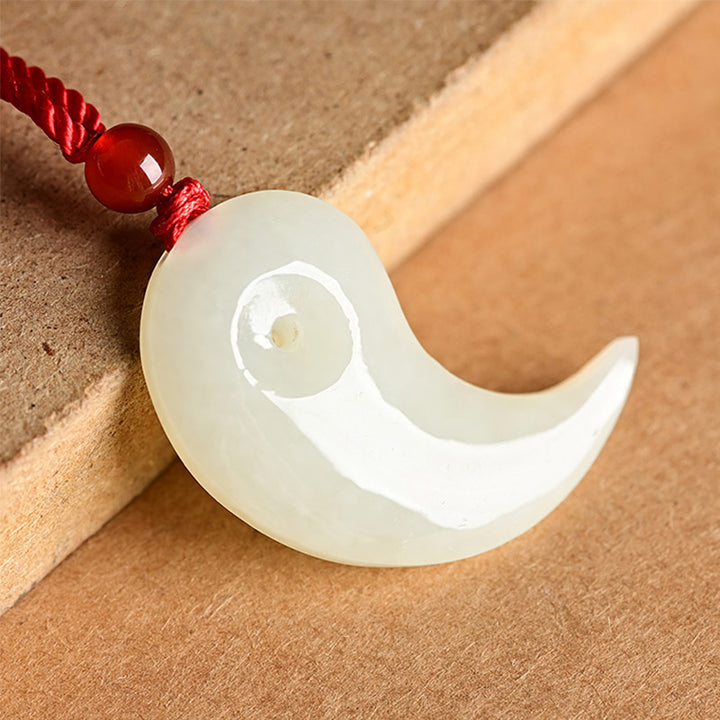 Collana con ciondolo a corda con benedizione di protezione in giada bianca e giada ciano Yin Yang - Giada bianca - image 7
