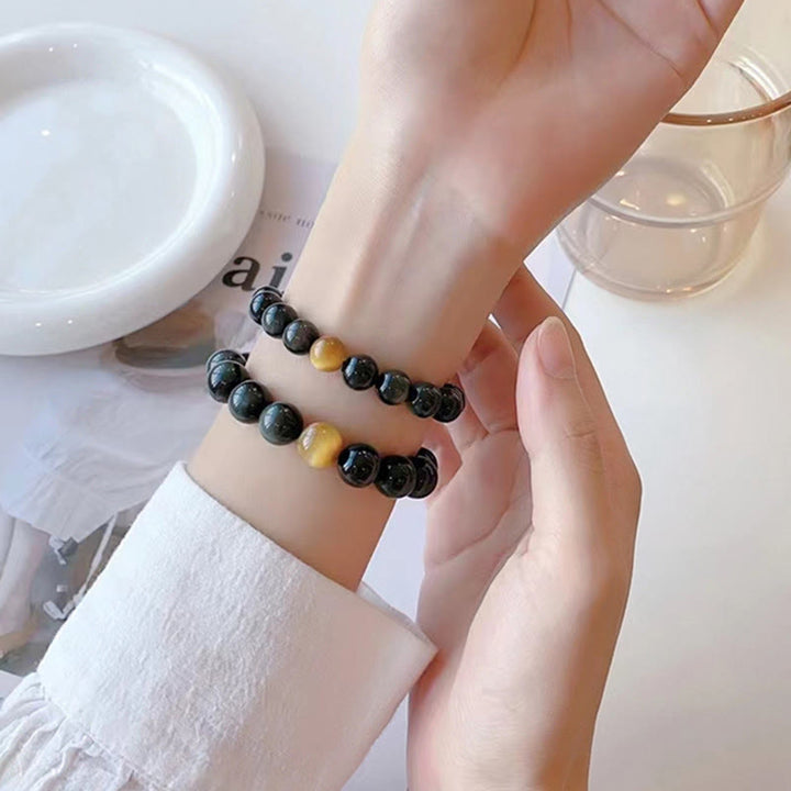 Braccialetto Buddha Stones Natural Rainbow Obsidian Tiger Eye Positive Love