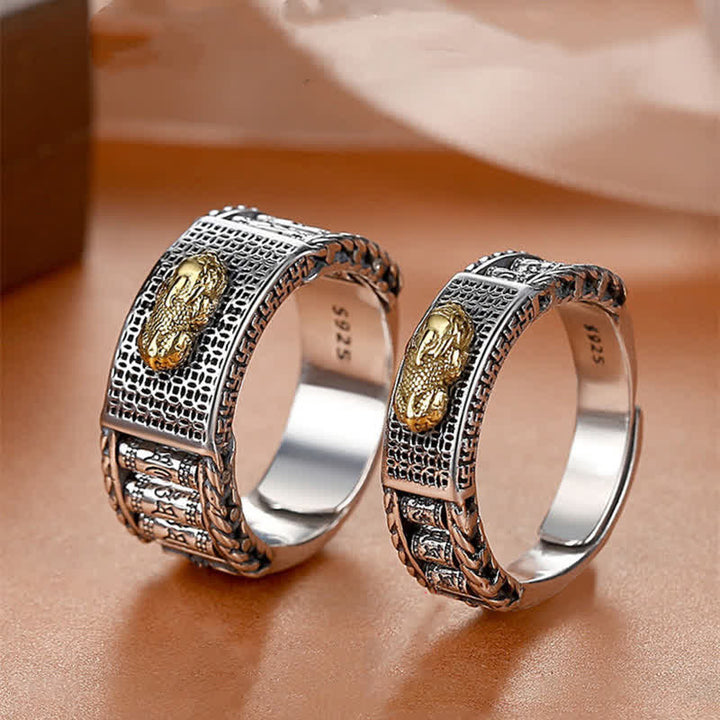 Buddha Stones Fortunato FengShui PiXiu Ricchezza Ruote della Preghiera Coppia Anello
