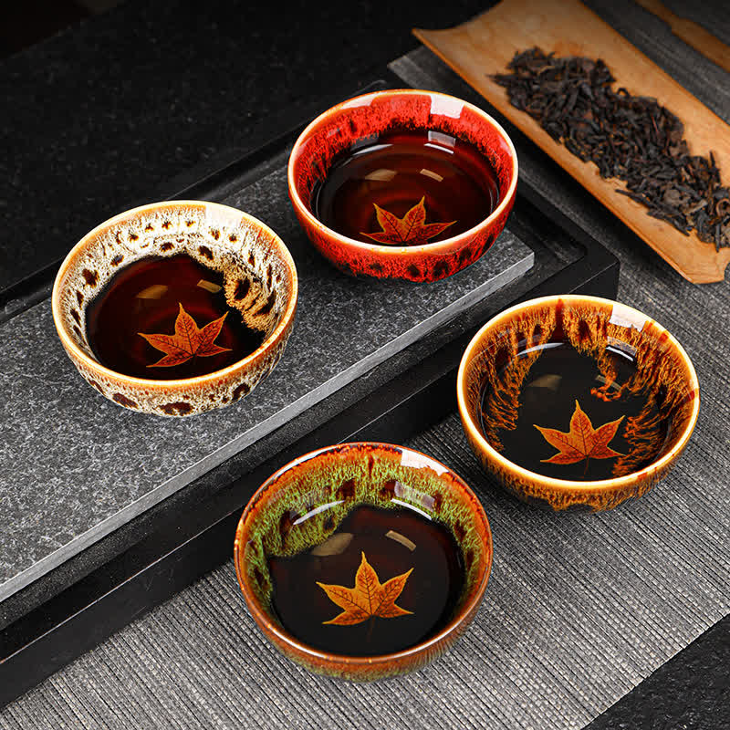 Buddha Stones Foglia d'acero Tazza da tè in ceramica colorata Tazze da tè per la casa