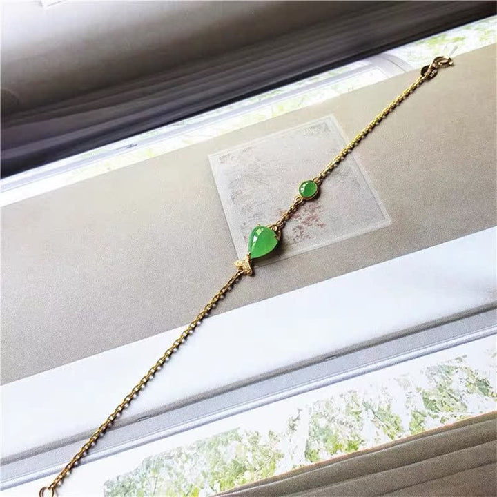Braccialetto di forza e coraggio con pesce koi calcedonio verde