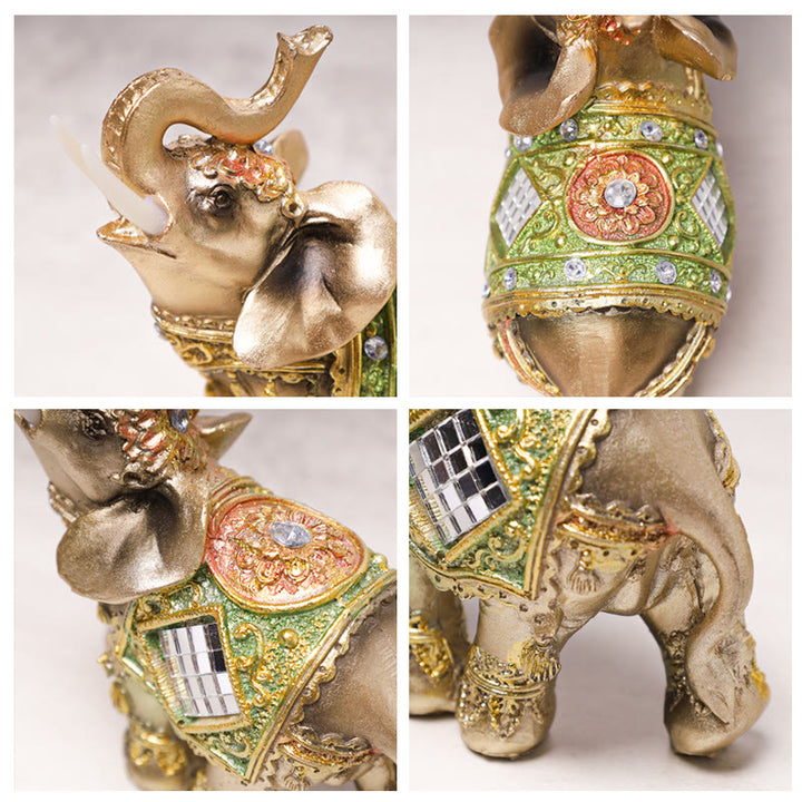 Buddha Stones Fortunato Feng Shui Elefante Verde Statua Scultura Ricchezza Figurina Regalo Decorazione Casa