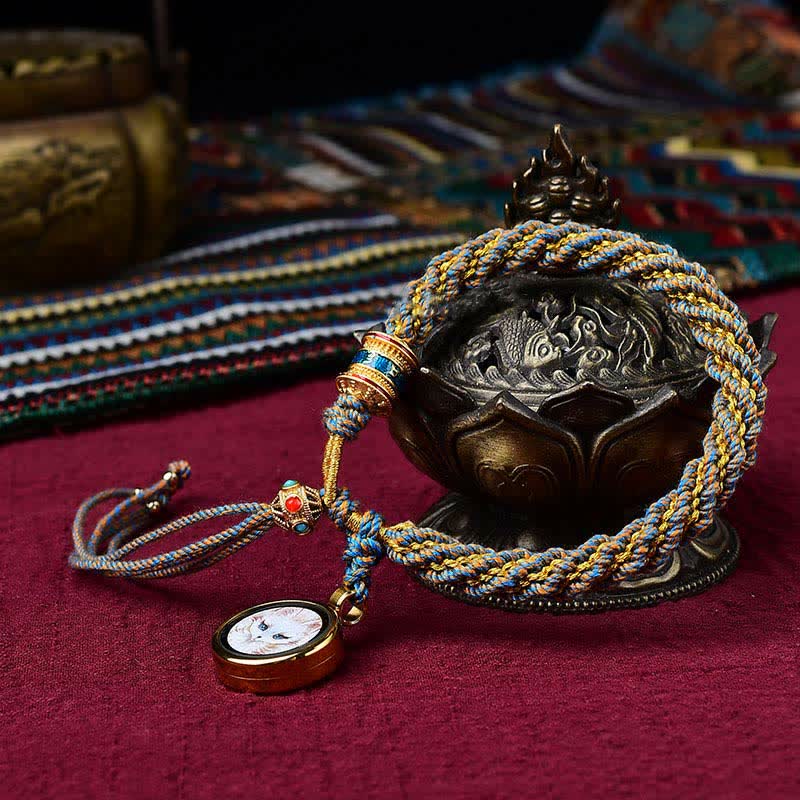 Braccialetto con ciondolo a forma di ruota di preghiera con ciondolo a forma di Thangka, fatto a mano in tibetano, con Buddha Stones