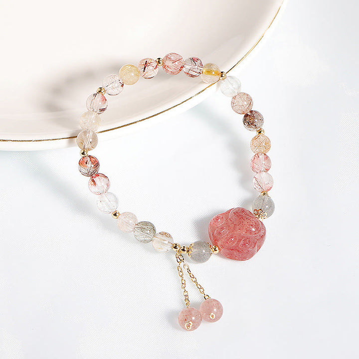 Braccialetto dell'amore con pietra di luna, artiglio di zampa di gatto, quarzo rutilato colorato, Buddha Stones