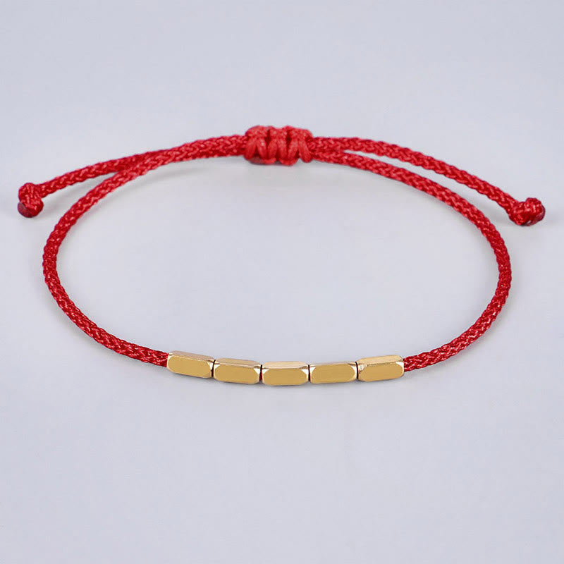 Braccialetto di corda intrecciata con protezione in perline di rame fatte a mano Buddha Stones