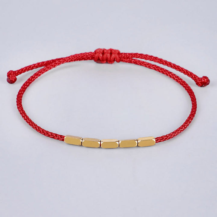 Braccialetto di corda intrecciata con protezione in perline di rame fatte a mano Buddha Stones
