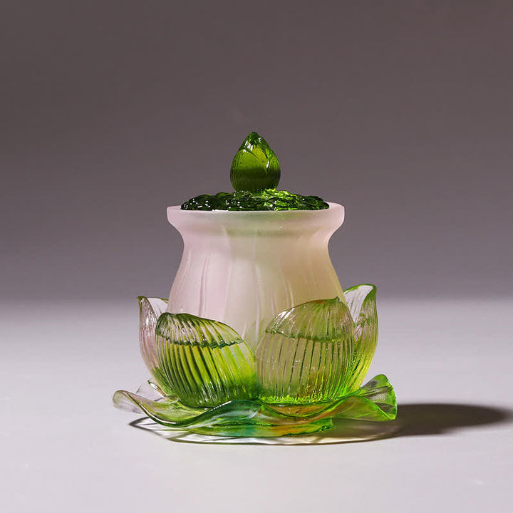 Feng Shui Lotus fatto a mano Liuli Crystal Art Piece Home Office Offerta Decorazione - image 2