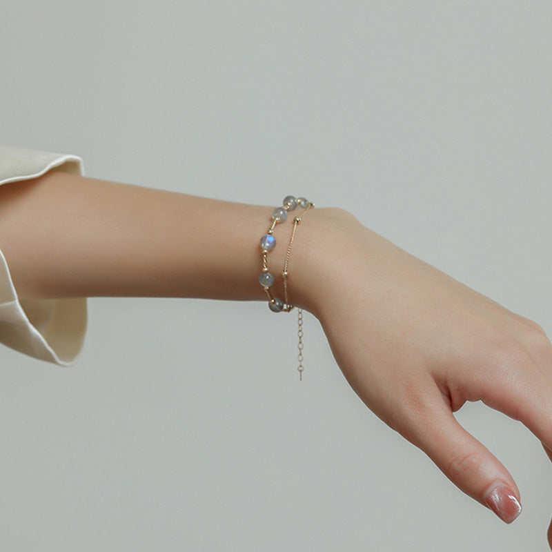 Bracciale a catena affascinante e positiva in pietra di luna