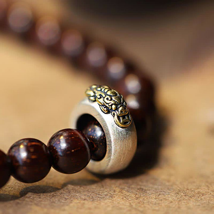 Bracciale Buddha Stones 925 Sterling Silver Indiano Foglia Piccola Sandalo Rosso Hetian Giada Grigia Ambra Stella d'Oro