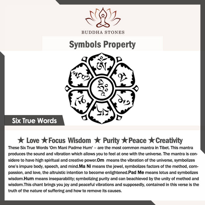 Bracciale Mala di protezione con sei vere parole in ossidiana nera Buddha Stones