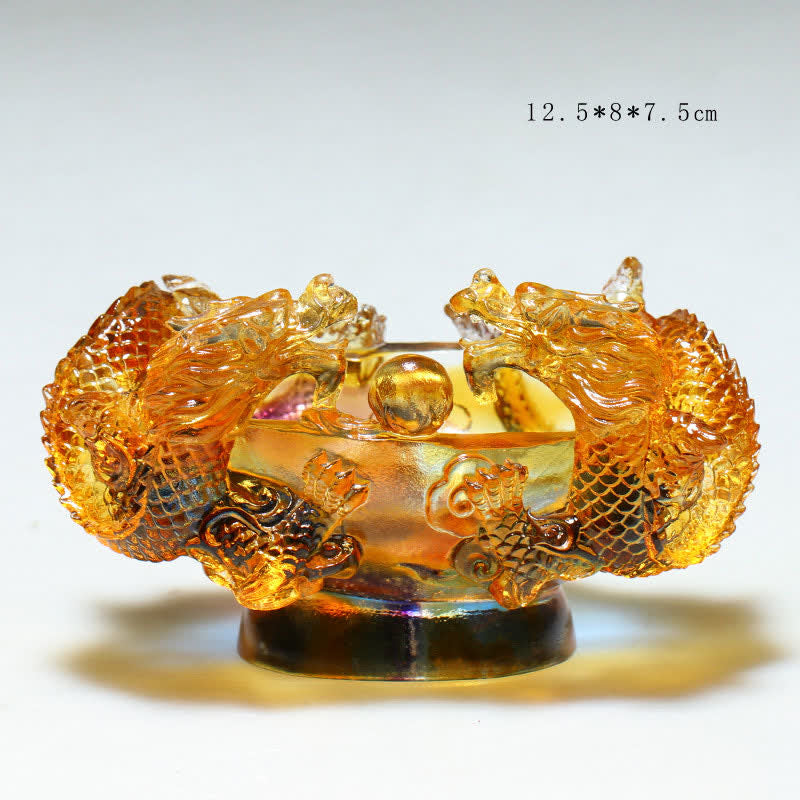 Buddha Stones Feng Shui Zodiaco cinese Drago Fatto a mano Liuli Cristallo Arte Pezzo Protezione Casa Ufficio Decorazione