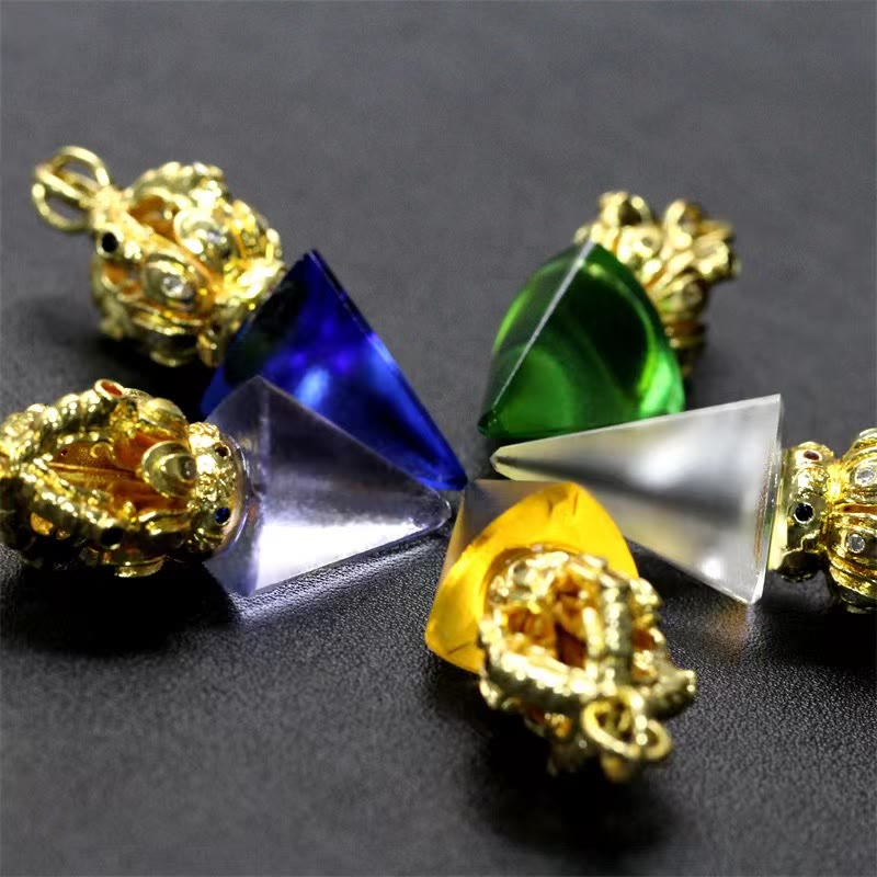 Buddha Stones Tibetano Dorje Vajra 4 punte Loto Liuli Cristallo Forza Collana Pendente