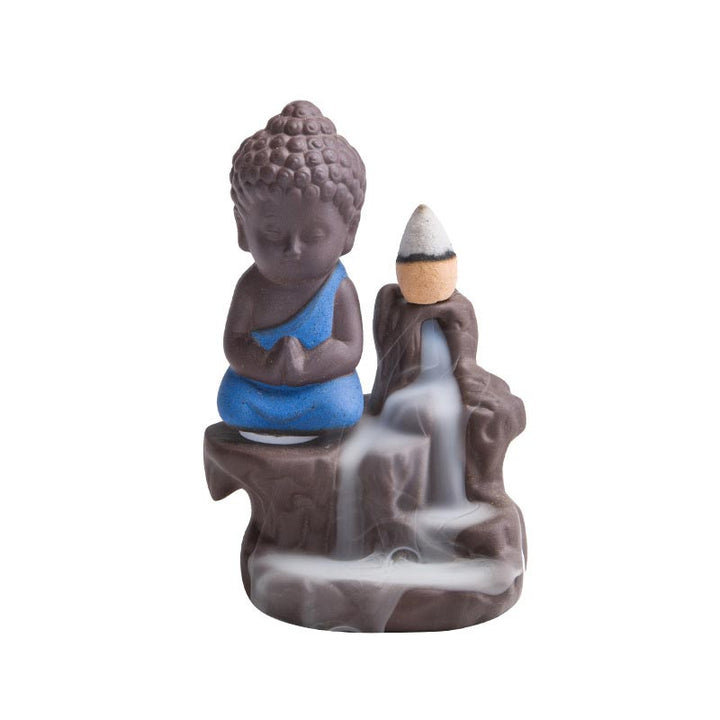 Buddha Stones Backflow Fumo Fontana Ceramica Benedizione Bruciatore Incenso Decorazione