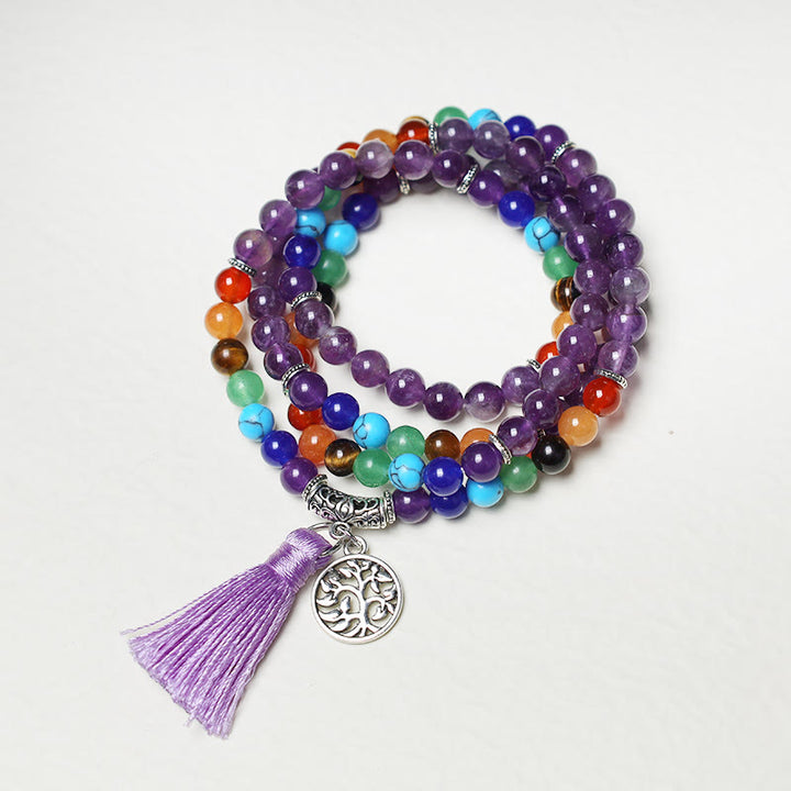 Buddha Stones, cristalli curativi, Mala, perline da preghiera, 108 bracciali multistrato per meditazione e guarigione