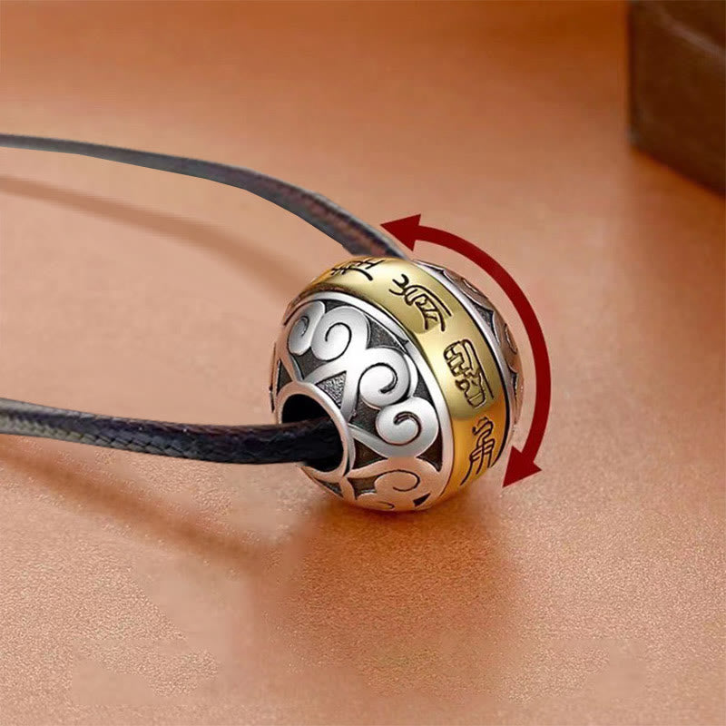 Collana con ciondolo girevole con amuleto inciso con mantra taoista a nove caratteri Buddha Stones Balance