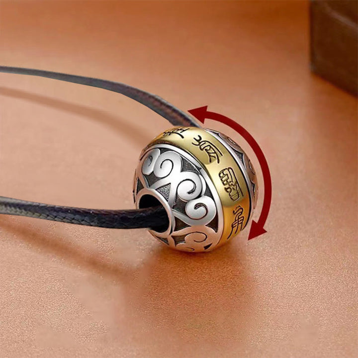 Collana con ciondolo girevole con amuleto inciso con mantra taoista a nove caratteri Buddha Stones Balance