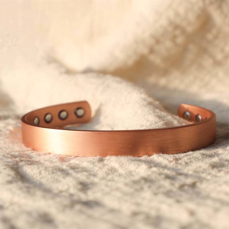 Bracciale rigido regolabile in rame magnetico con motivo vintage Buddha Stones
