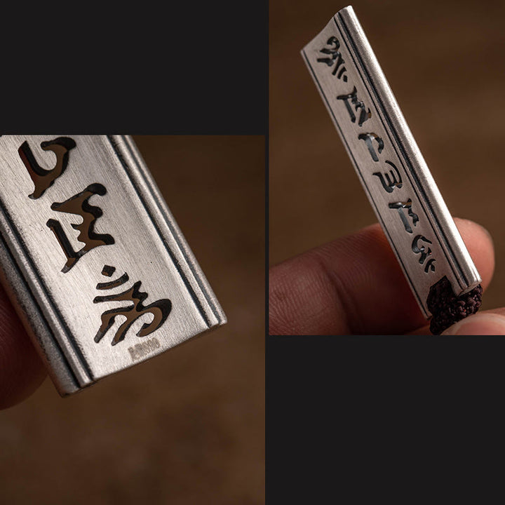 Collana con ciondolo in argento sterling 999 con Buddha Stones, Om Mani Padme Hum, inciso con loto e saggezza - image 5