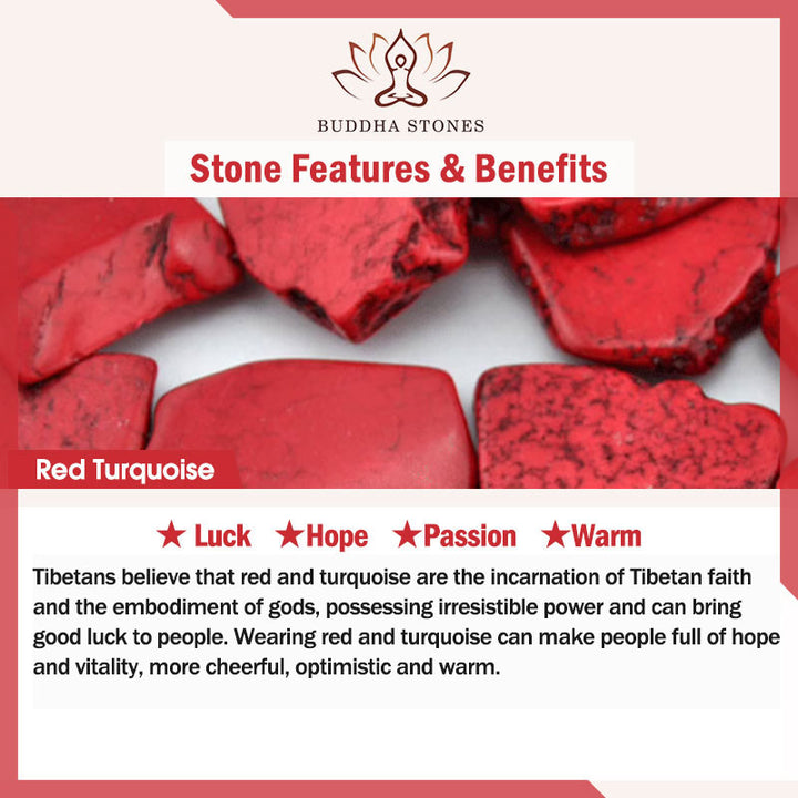 Braccialetto di protezione con perline di turchese rosso e onice nero Buddha Stones