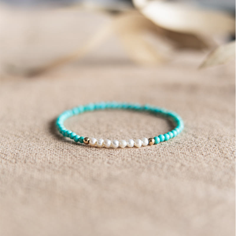 Braccialetto di perline di perle turchesi naturali in argento sterling 925 Buddha Stones