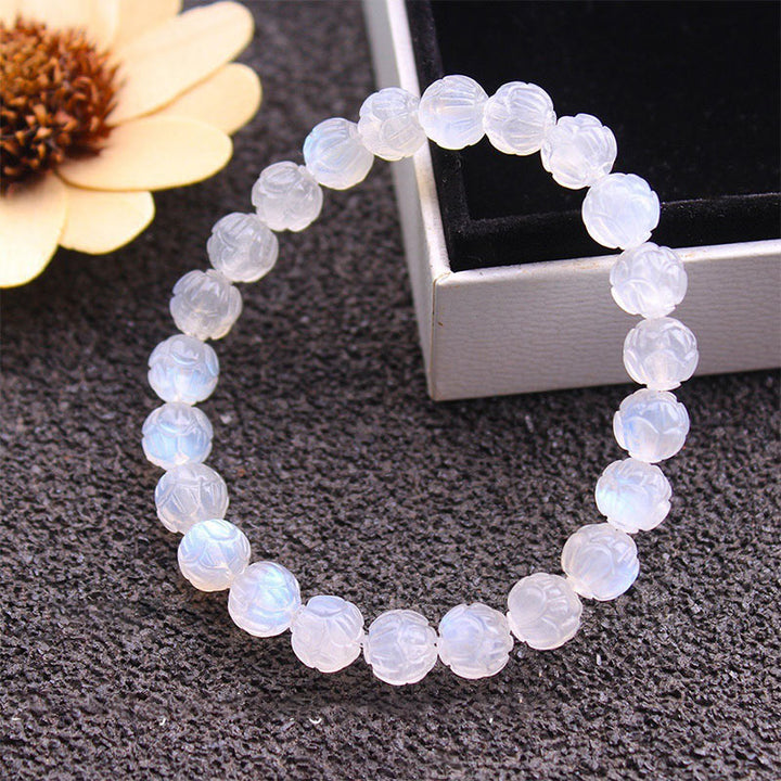 Bracciale Buddha Stones Natural Moonstone Lotus Love