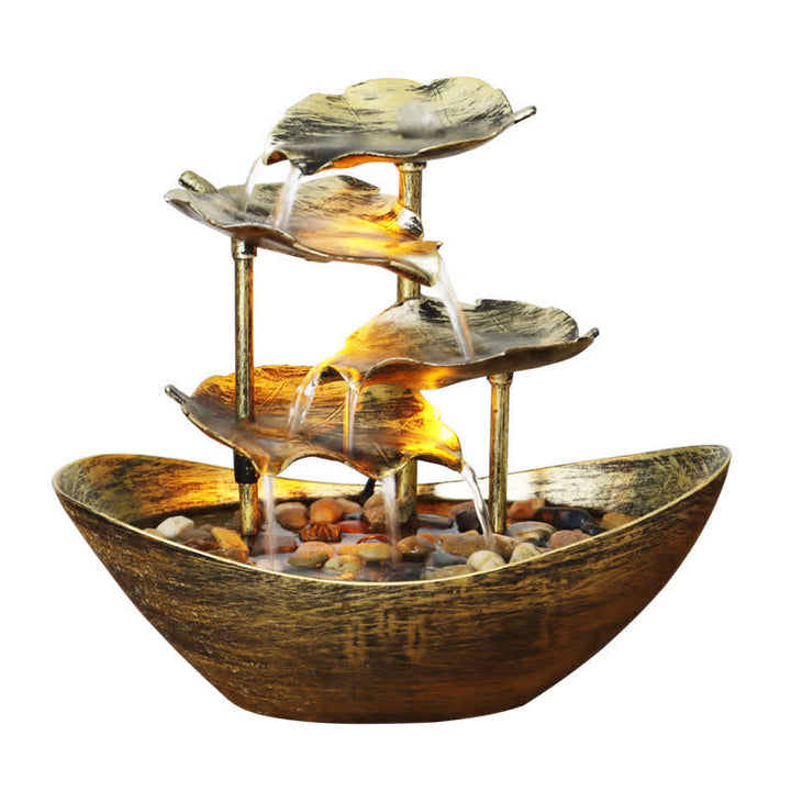 Ornamenti da tavolo per fontana a cascata a forma di foglia di loto con Buddha Stones e luce LED, decorazione per ufficio e scrivania - image 10