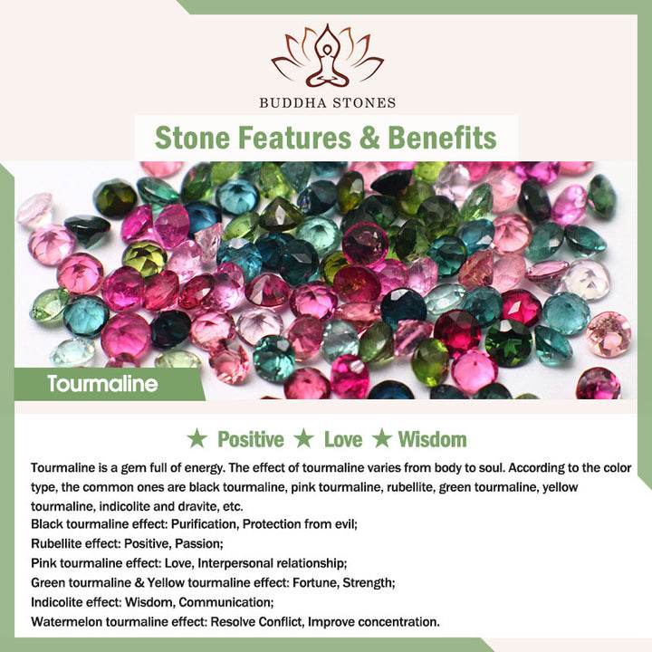 Collana con ciondolo in corda positiva con tormalina nera naturale Buddha Stones