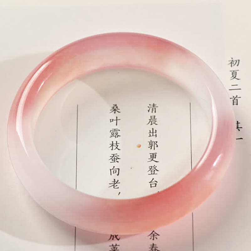 Braccialetto di giada rosa dorato e seta Buddha Stones Wealth