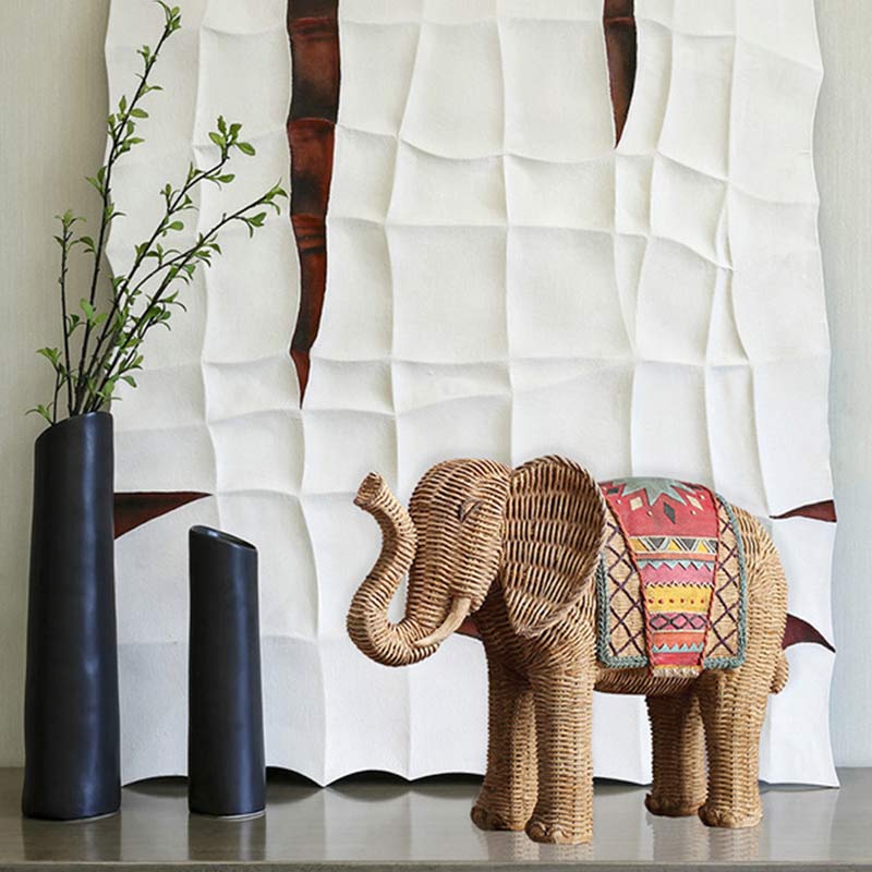 Decorazione per la casa in resina con elefante, saggezza e ricchezza