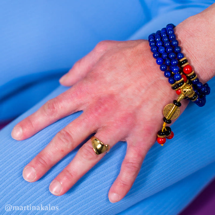 Braccialetto positivo Buddha Stones Tibetan Mala Lapislazzuli
